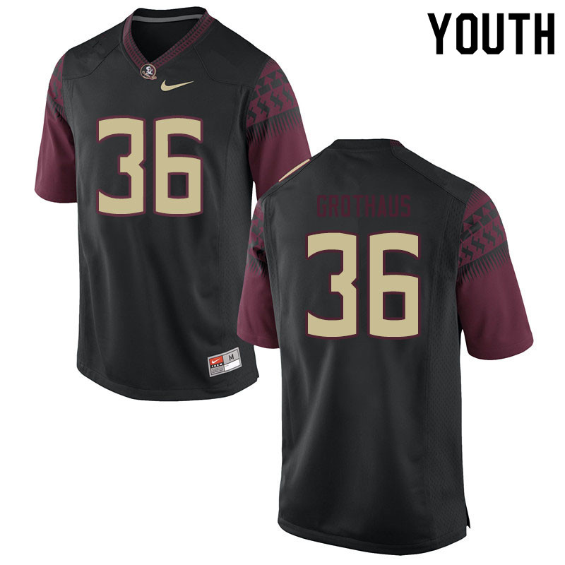 Youth #36 Parker Grothaus Florida State Seminoles College Football Jerseys Sale-Black